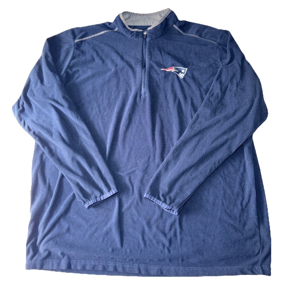 Antigua Men's 3XLT New England Patriots Long Sleeve Quarter Zip Pullover Waffle